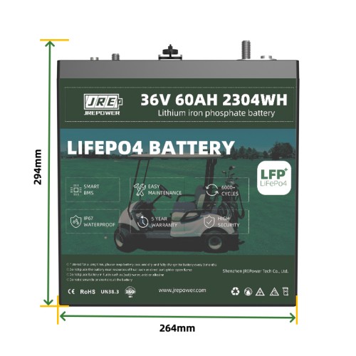 36V 60Ah 2304Wh LFP LiFePo4 Golf Cart Battery