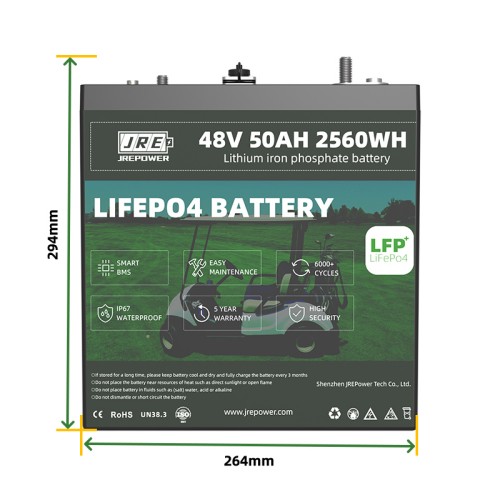 48V 50Ah 2560Wh LFP LiFePo4 Golf Cart Battery