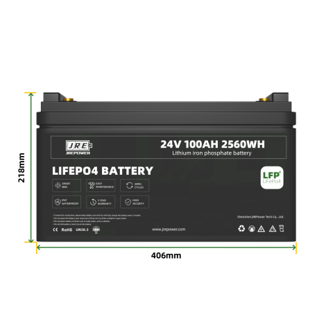 24V 100Ah 2560Wh LFP LiFePo4 RV Marine Battery